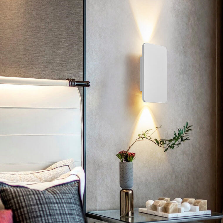 LED Wall Sconce Rectangular Aluminium & Glass, Small 15cm or Large 20cm | Nordic Minimalist | Hardwired, 3 Light Colours