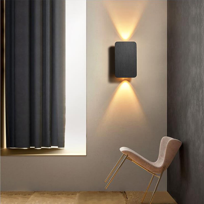 LED Wall Sconce Rectangular Aluminium & Glass, Small 15cm or Large 20cm | Nordic Minimalist | Hardwired, 3 Light Colours