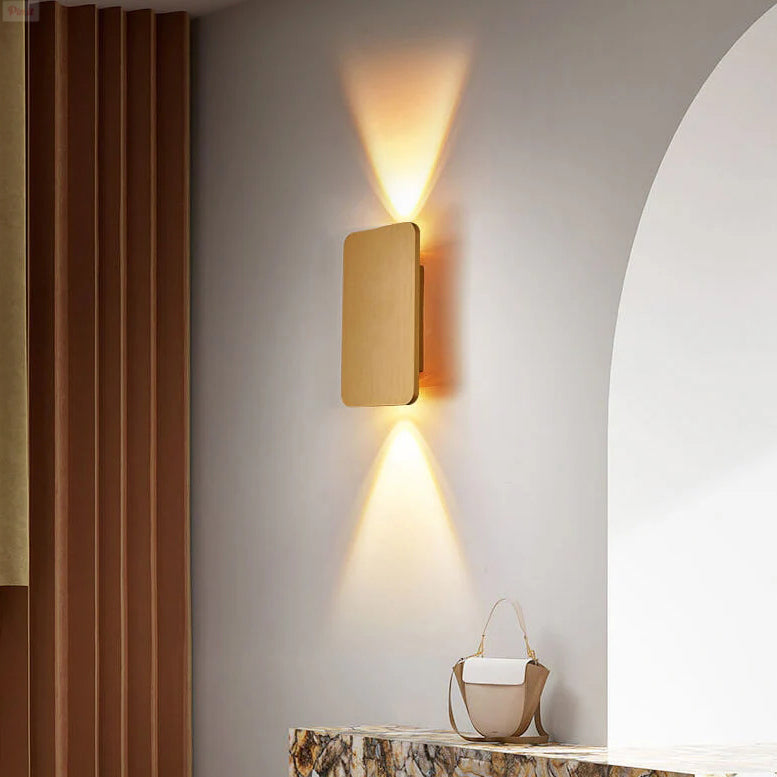 LED Wall Sconce Rectangular Aluminium & Glass, Small 15cm or Large 20cm | Nordic Minimalist | Hardwired, 3 Light Colours