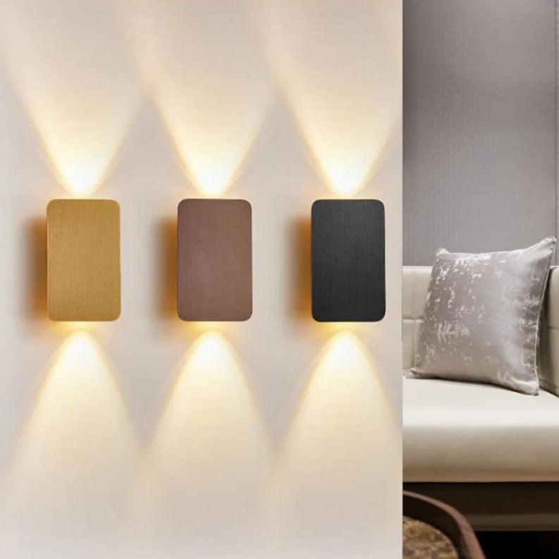 LED Wall Sconce Rectangular Aluminium & Glass, Small 15cm or Large 20cm | Nordic Minimalist | Hardwired, 3 Light Colours
