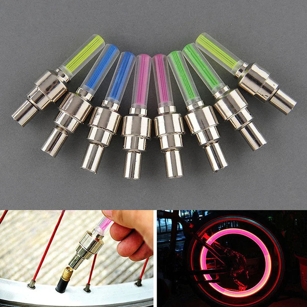 LED Wheel Valve Cap Lights, Set of 2 | Motion-Activated, No Wiring Needed | Fits Car, Bike & Motorcycle, 4 Colours