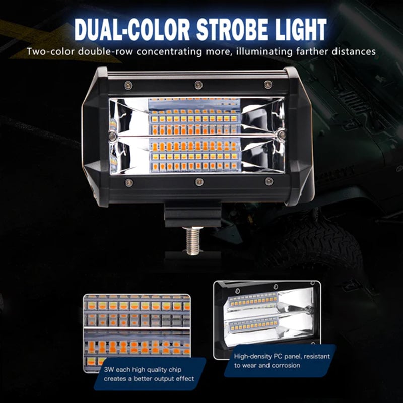 LED Work Light Pods 72 W Waterproof Spotlight with Adjustable Bracket