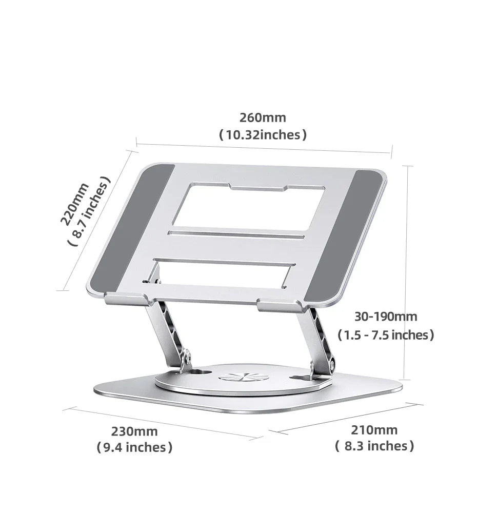 Laptop Holder Stand Rotating Aluminium Adjustable with Height Adjustment