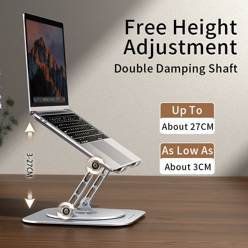 Laptop Holder Stand Rotating Aluminium Adjustable with Height Adjustment