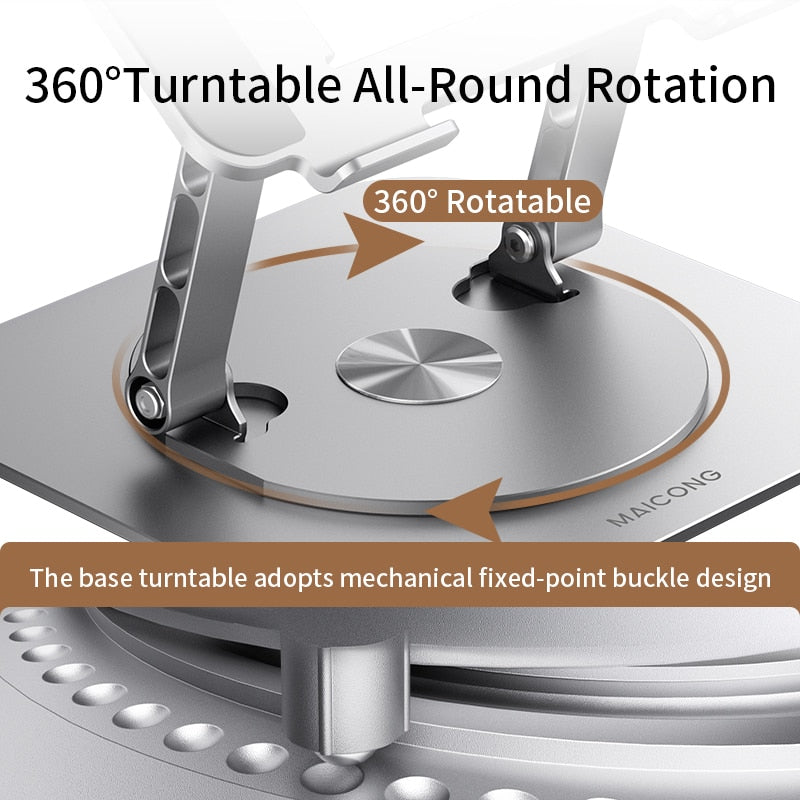 Laptop Holder Stand Rotating Aluminium Adjustable with Height Adjustment