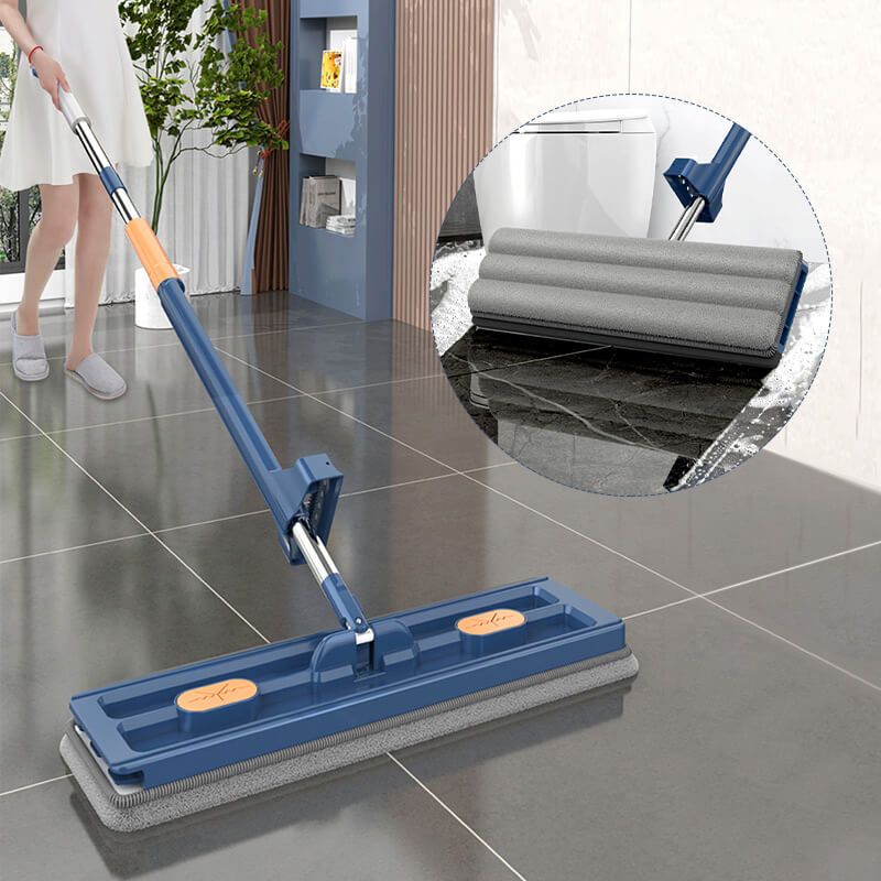 Large Flat Mop | 42cm Microfibre Floor Mop with 2 Washable Pads
