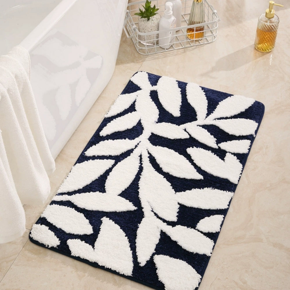 Leaf Pattern Bath Mat - Ultra-Soft Non-Slip Microfiber