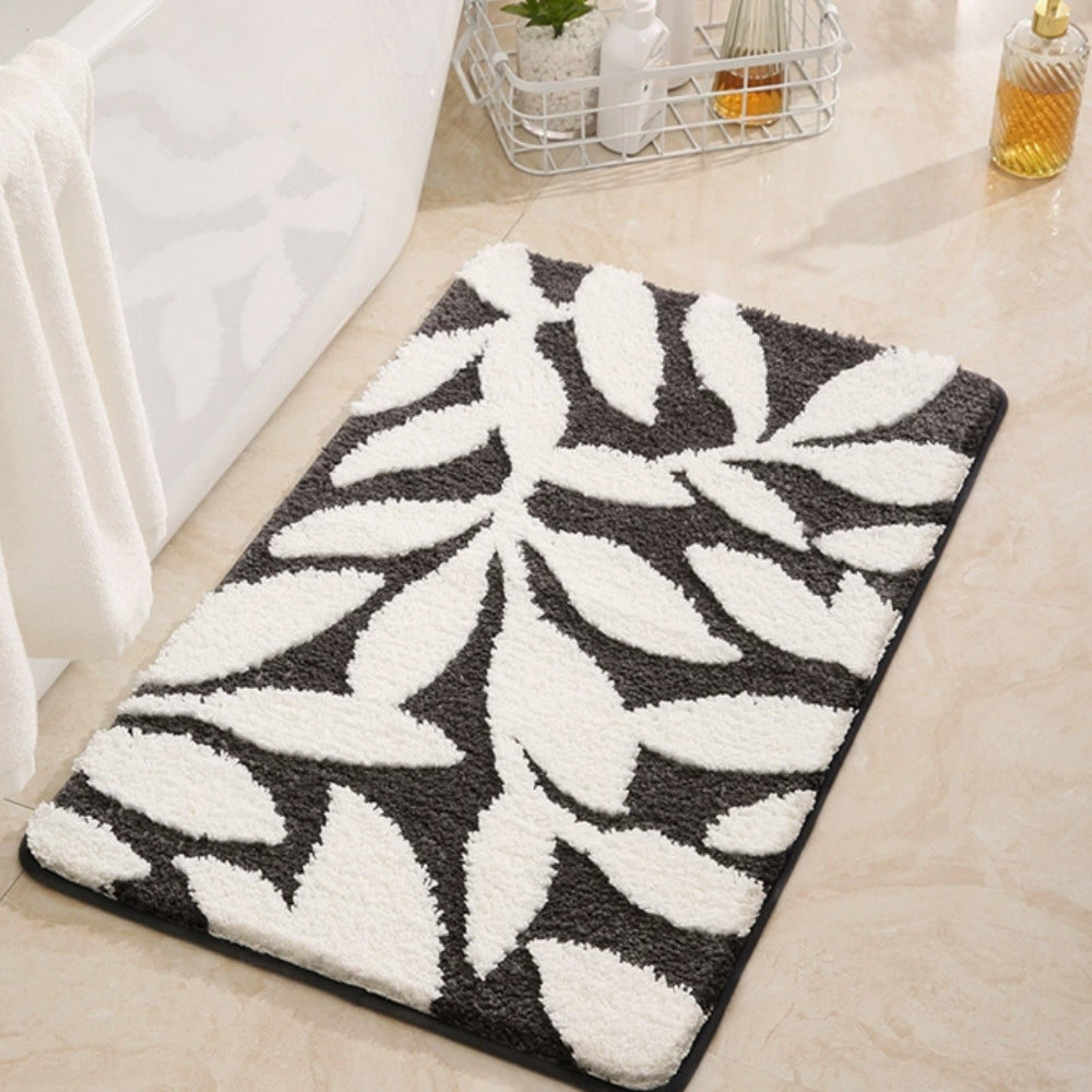 Leaf Pattern Bath Mat - Ultra-Soft Non-Slip Microfiber
