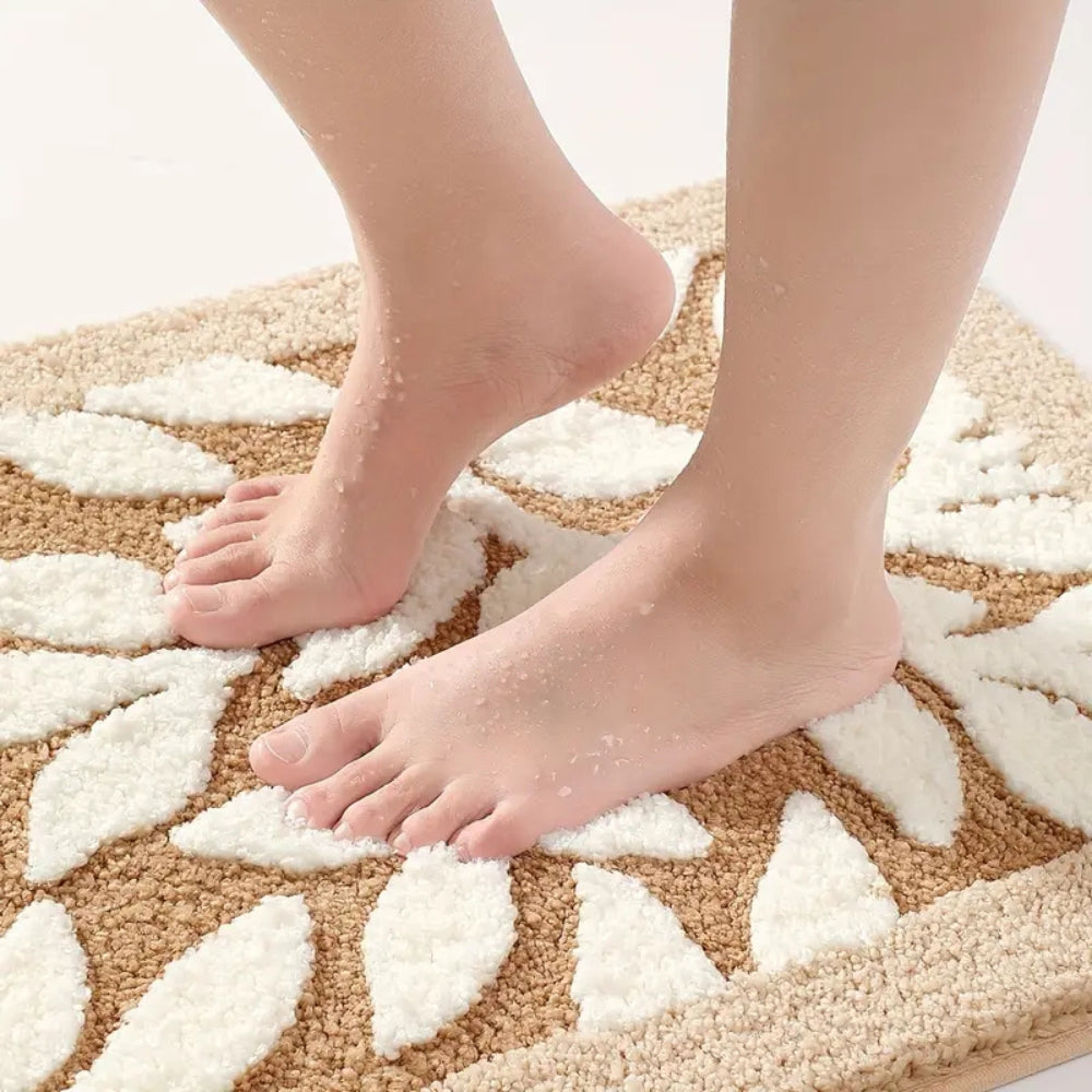 Leaf Pattern Bath Mat - Ultra-Soft Non-Slip Microfiber