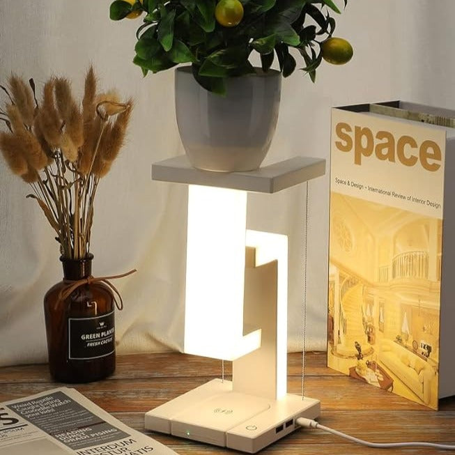 Levitating Lamp Wireless Charger | Zone Lighting LED, 350 Lumen | Wired & Wireless Charging, Touch Control, USB Powered