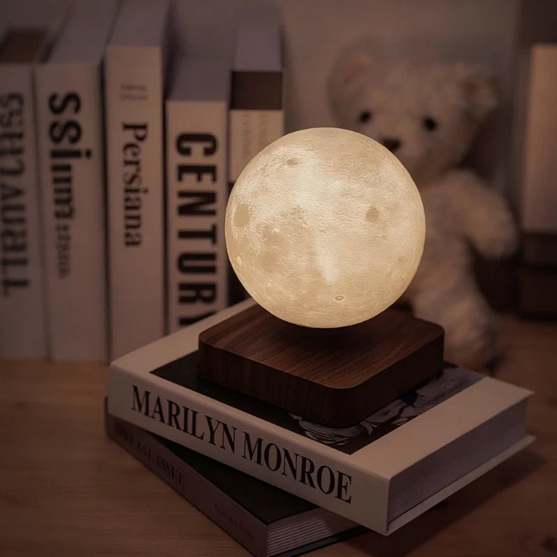 Levitating Planet Lamp | Magnetic 360° Rotation & Realistic Planet Texture | Wood or Illuminated Base Night Light