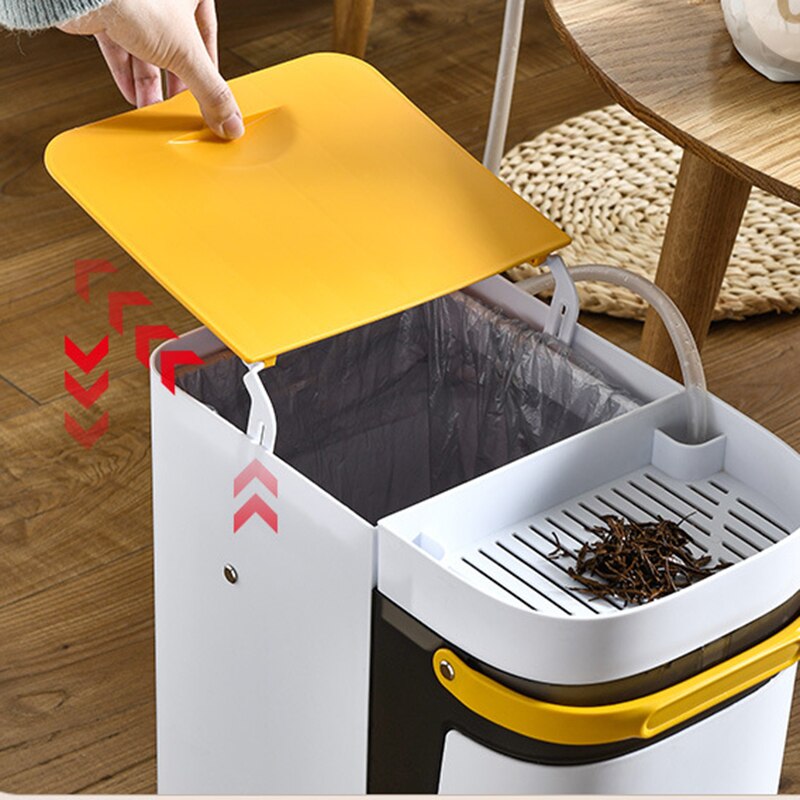 Lidded Storage Bin 2-in-1 Dry Wet Waste Household ABS with Removable Bucket