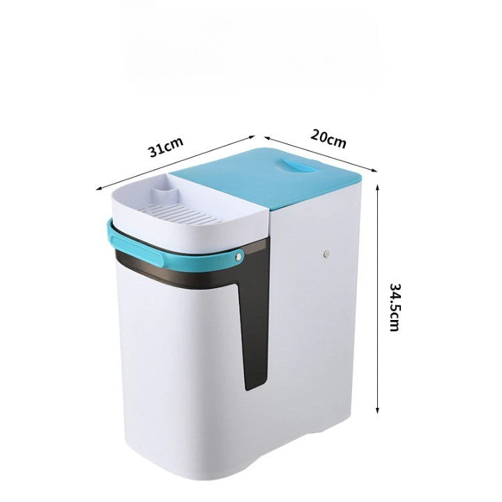 Lidded Storage Bin 2-in-1 Dry Wet Waste Household ABS with Removable Bucket