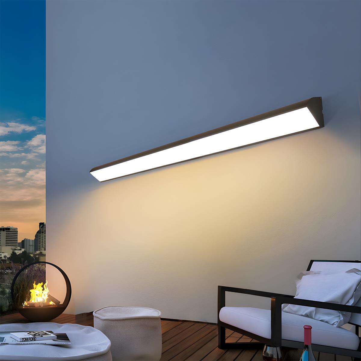 Linear LED Outdoor Wall Light Aluminium | COB LED with Stepless Dimming 3000K-6000K | IP65 Waterproof for Garden & Patio