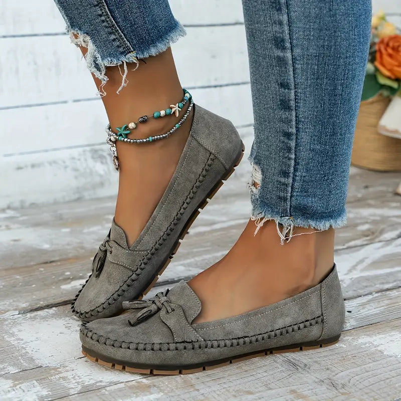 Loafers - Vegan Leather - Bow Accent - Slip-On