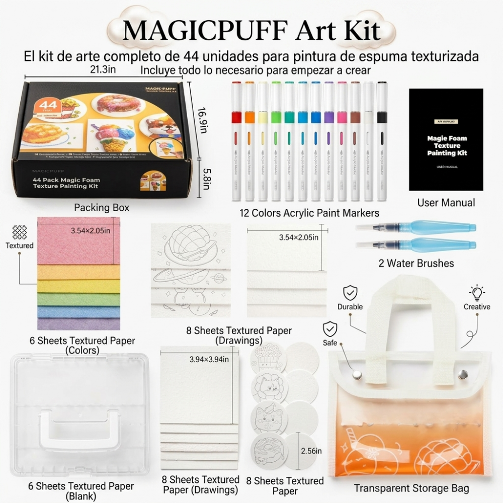 MagicPuff Art Kit | 44 Piece Textured Art Set