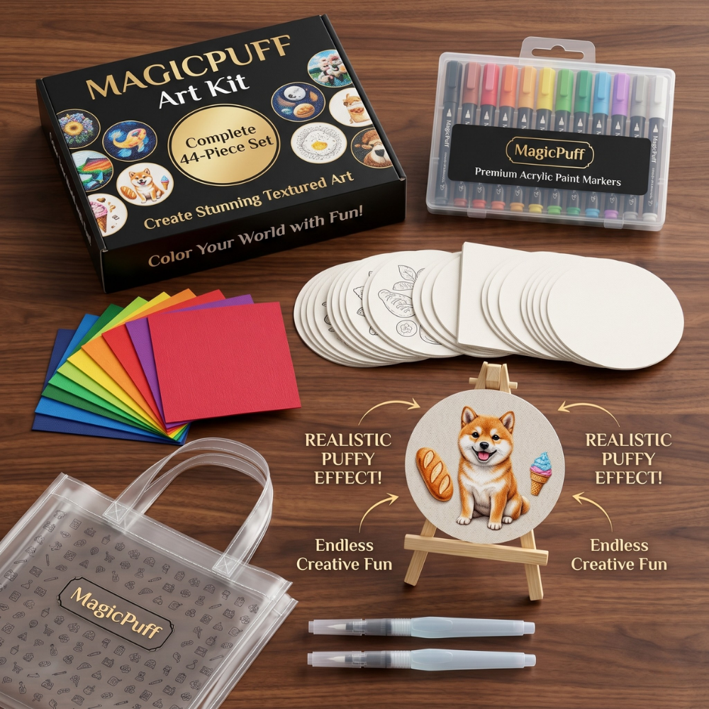 MagicPuff Art Kit | 44 Piece Textured Art Set