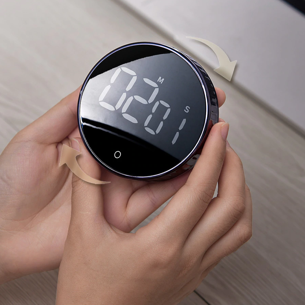 Magnetic Digital Timer LED Clock | 99-Minute Countdown Timer, 3 Volume Settings | Mirrored LED Display, Sticks to Metal