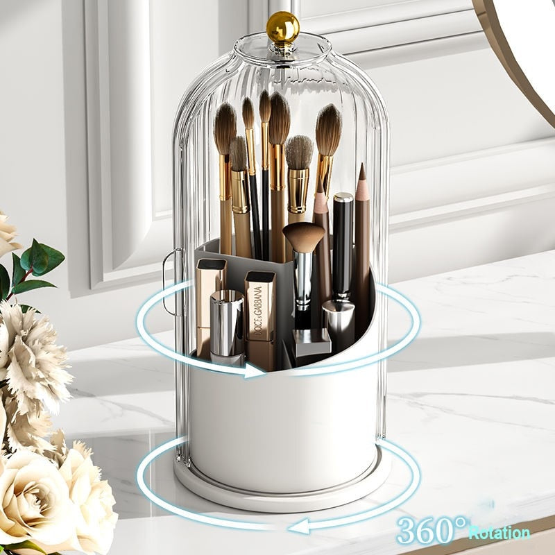 Makeup Organizer | Rotating Brush Holder With Dome Lid