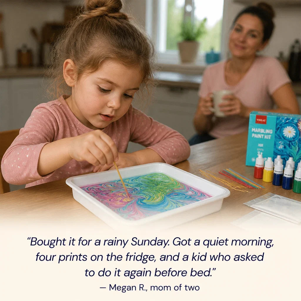 Marble Art Pigment Kit | 6 or 12 Colour Tray Set | Mess-Free Water Marbling That Dries in Under 60 Seconds for Ages 3+