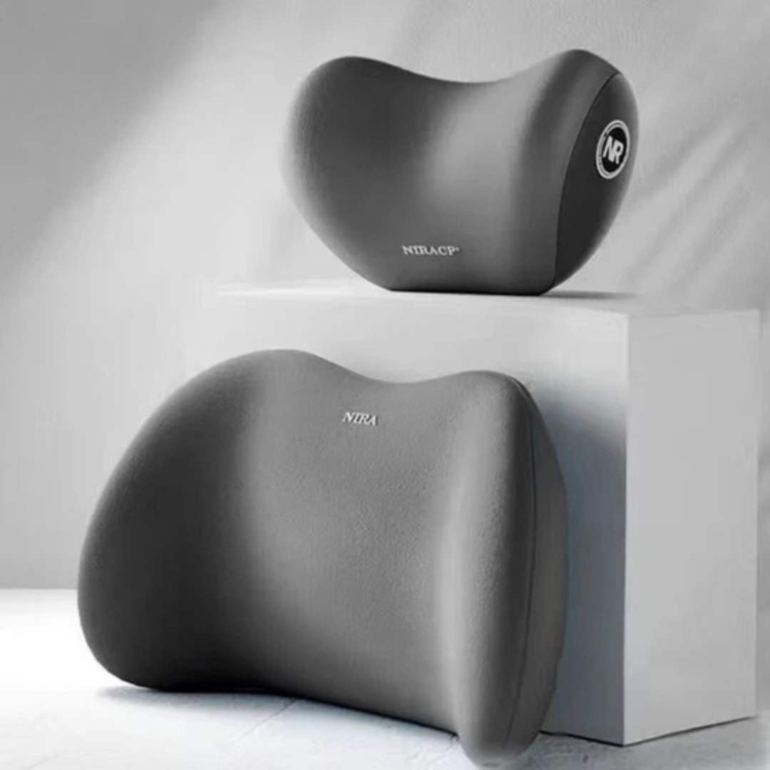 Memory Foam Car Cushion Set | Lumbar & Neck Support