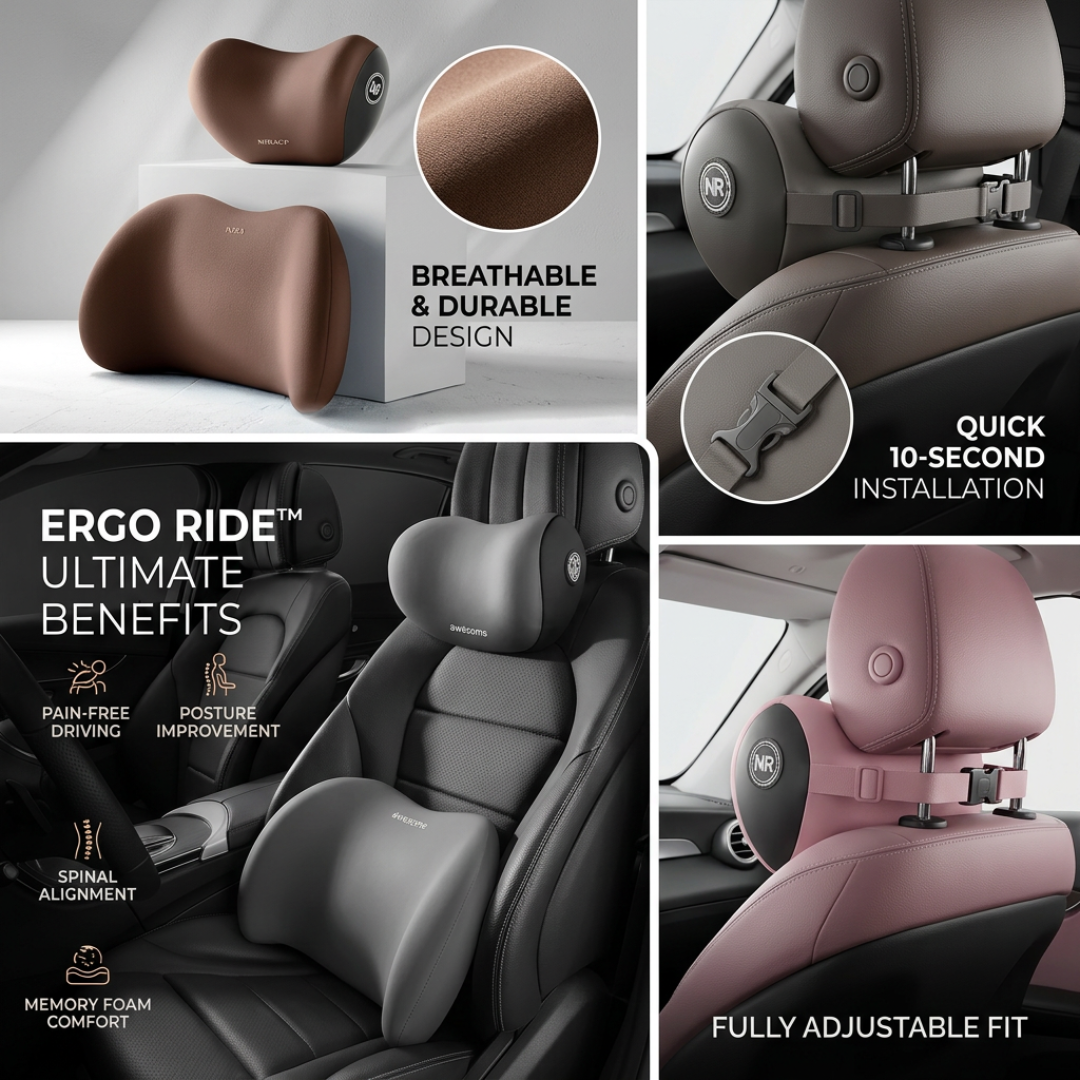 Memory Foam Car Cushion Set | Lumbar & Neck Support