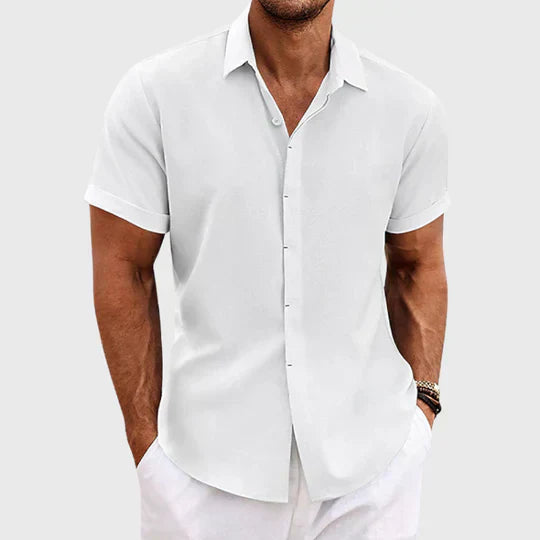 Men's Classic Short Sleeve Summer Shirt - Relaxed Fit - Button-Down - Casual Style
