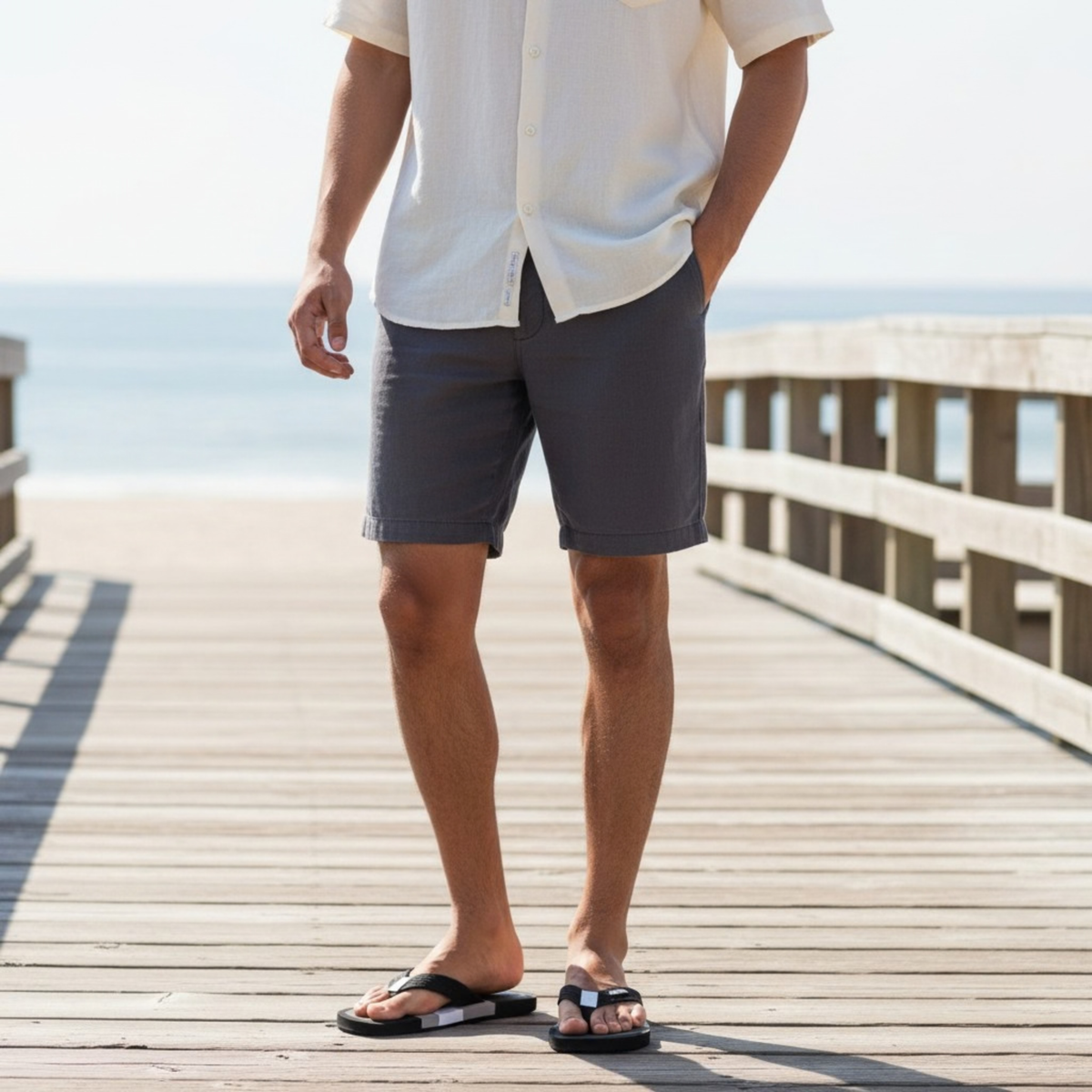 Men's Sandals with Woven Straps - Slip-On Design - Textured Footbed - Flexible Outsole