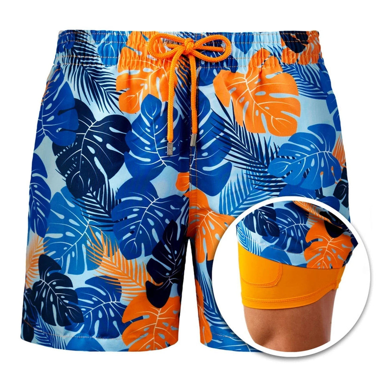 Men's Swim Shorts - Quick Dry Double Layer Design - Quick-Dry - Double Layer - Adjustable