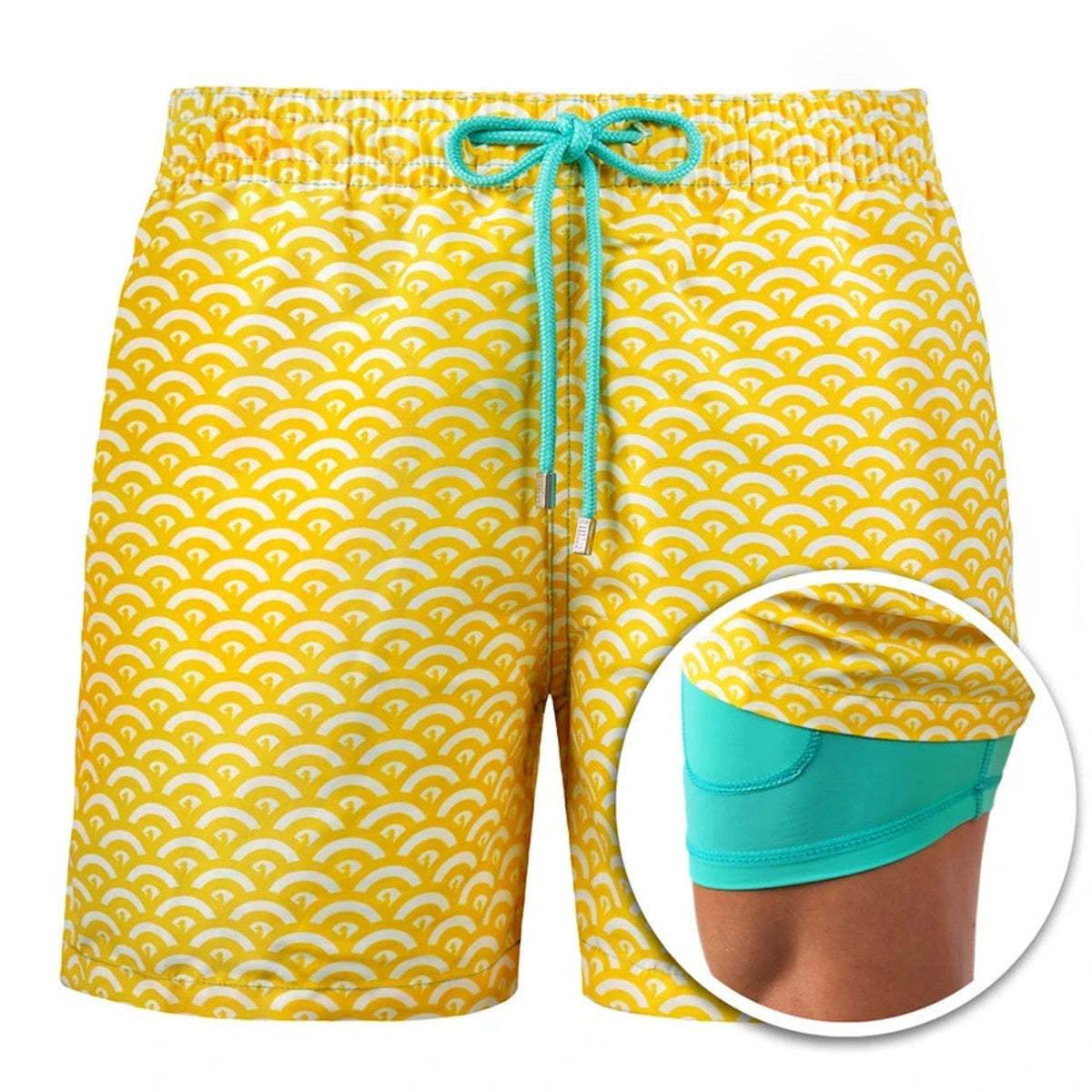 Men's Swim Shorts - Quick Dry Double Layer Design - Quick-Dry - Double Layer - Adjustable