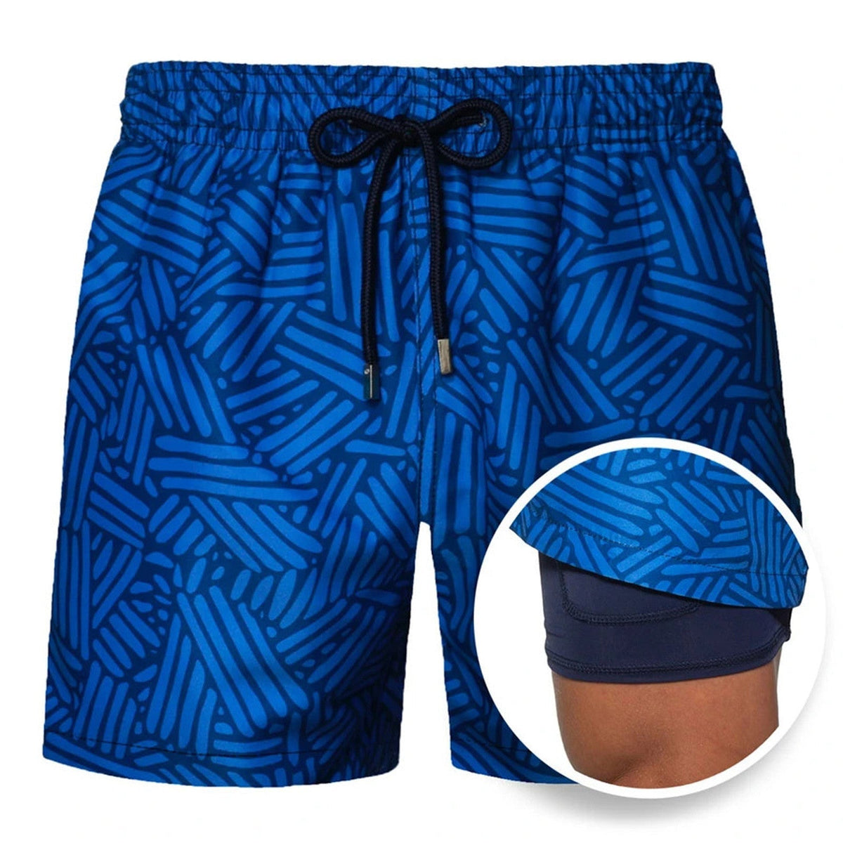 Men's Swim Shorts - Quick Dry Double Layer Design - Quick-Dry - Double Layer - Adjustable
