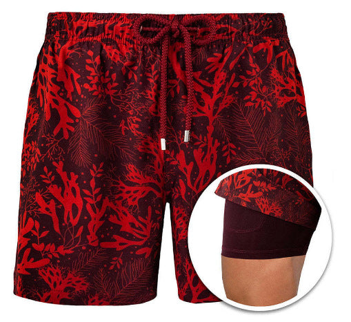 Men's Swim Shorts - Quick Dry Double Layer Design - Quick-Dry - Double Layer - Adjustable