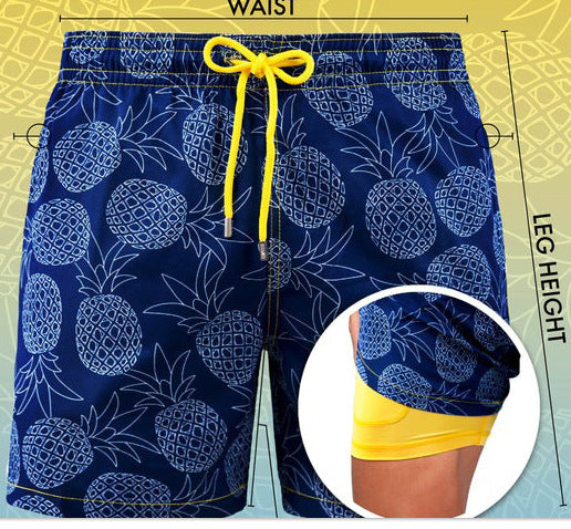Men's Swim Shorts - Quick Dry Double Layer Design - Quick-Dry - Double Layer - Adjustable
