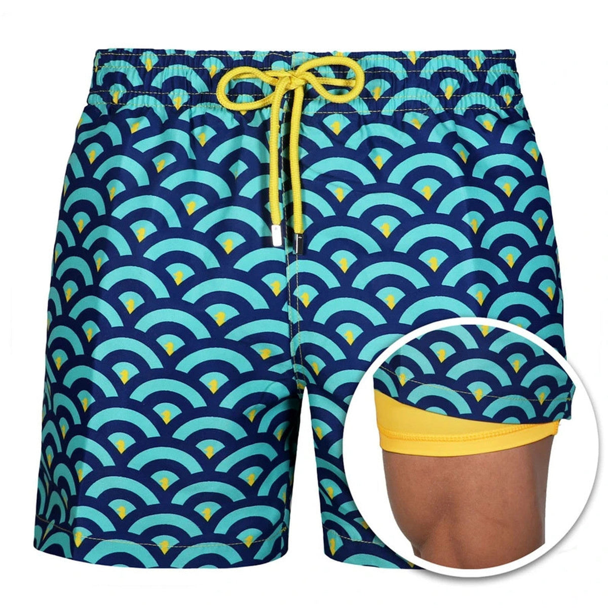 Men's Swim Shorts - Quick Dry Double Layer Design - Quick-Dry - Double Layer - Adjustable