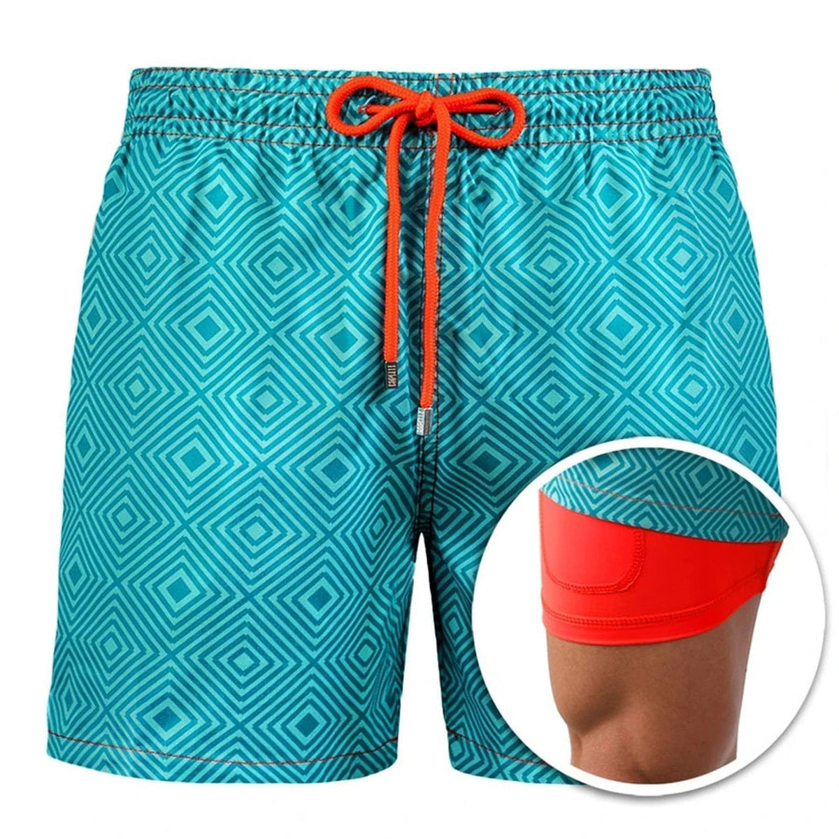 Men's Swim Shorts - Quick Dry Double Layer Design - Quick-Dry - Double Layer - Adjustable