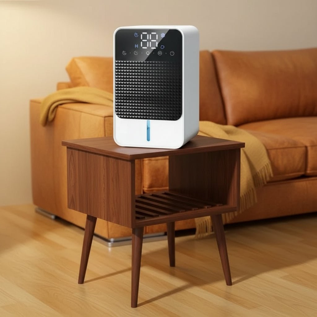 Mini Dehumidifier for Bedroom, Basement & Crawl Space | 1500ml Tank, LED Touch Panel | Drain Hose Compatible, 25W