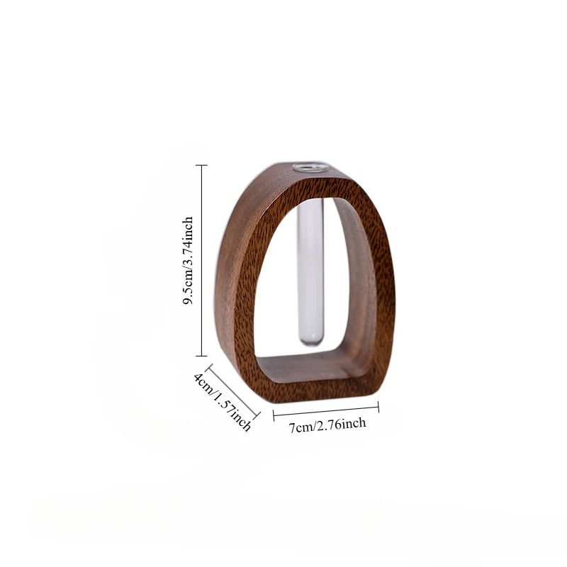 Mini Glass Flower Vase with Wooden Base | Single Stem Display Design | Compact Decor for Desks, Shelves & Bedside Tables