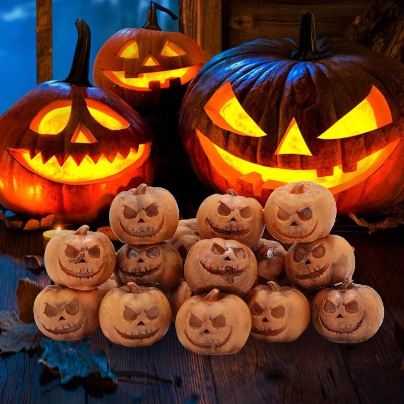 Mini Resin Pumpkins Set of 20 | Fall & Halloween Decor for Tables, Shelves & Wreaths | Reusable Resin Accent Pieces