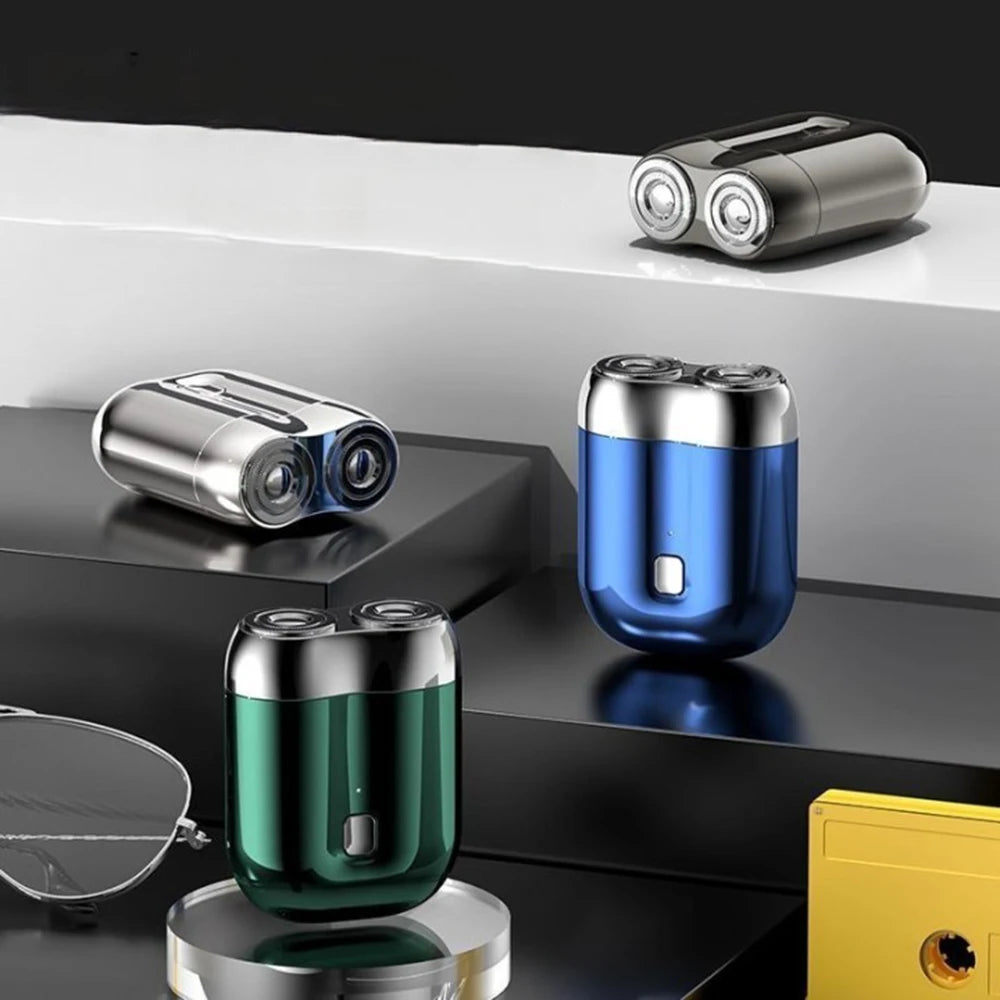 Mini USB Travel Shaver | Pocket-Size Dual Head Rotary Electric Razor