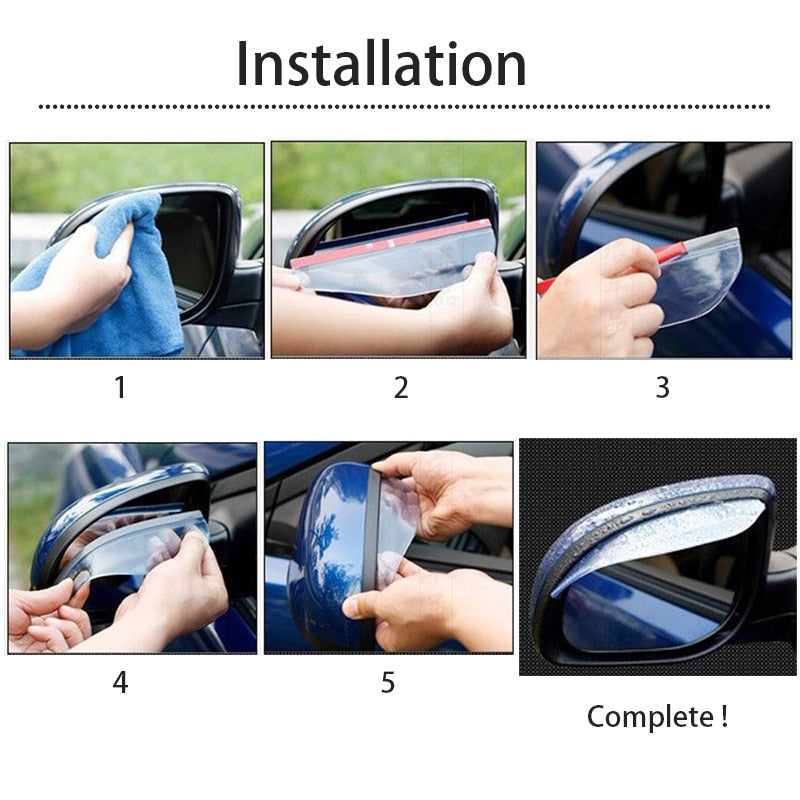 Mirror Rain Protector Flexible PVC Universal with Rain-Channelling Shape