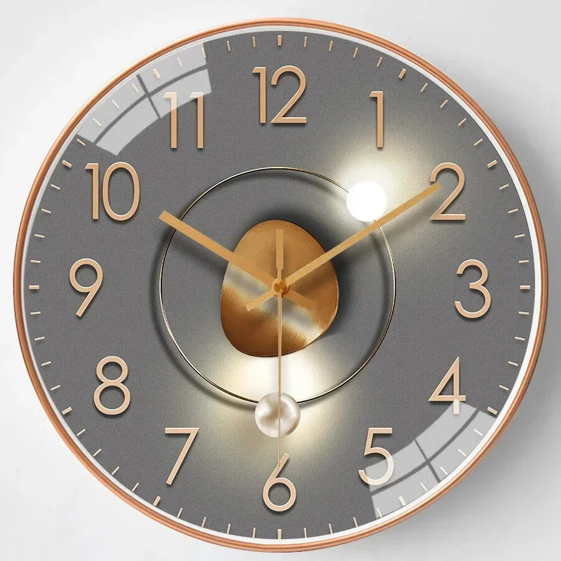 Modern Wall Clock | Raised Numerals, Glowing Centre Disc