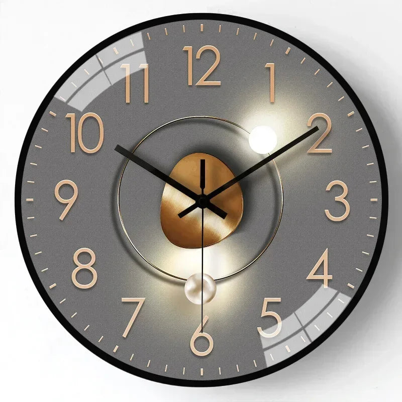 Modern Wall Clock | Raised Numerals, Glowing Centre Disc