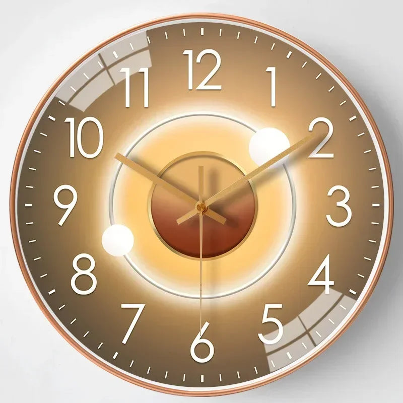 Modern Wall Clock | Raised Numerals, Glowing Centre Disc