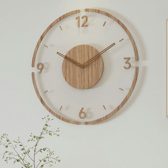 Modern Wall Clock - Real Wood - Silent Movement - Battery-Operated