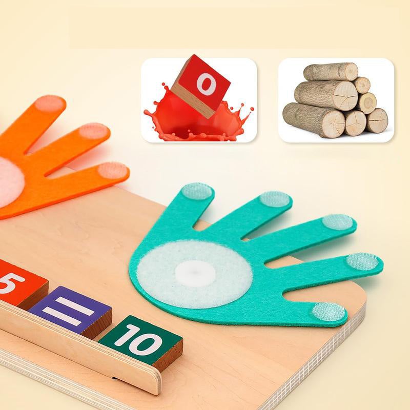 Montessori Toy Wooden Felt Board Finger Counting with Number Recognition