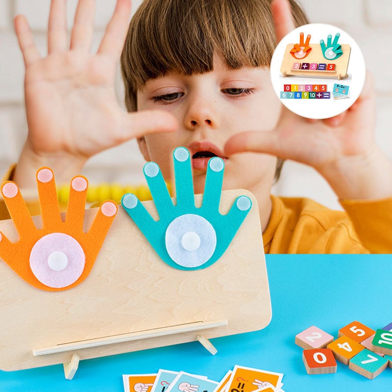 Montessori Toy Wooden Felt Board Finger Counting with Number Recognition