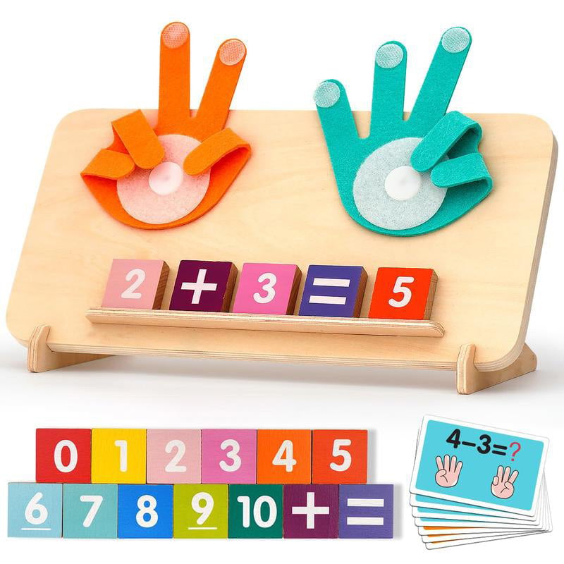 Montessori Toy Wooden Felt Board Finger Counting with Number Recognition