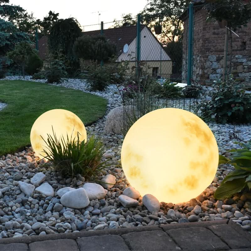 Moon-Shaped Garden Lamp with USB Rechargeable LED - Weather-Resistant Outdoor Light