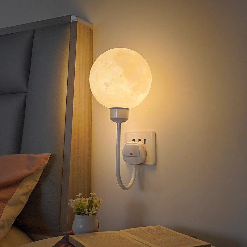Moon Wall Lamp | Textured Globe Shade, Plug-In Fitting