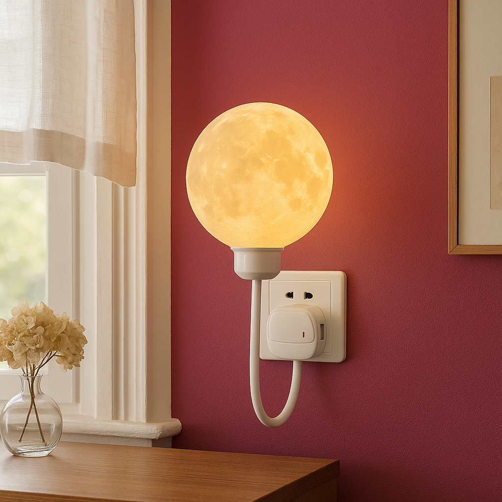 Moon Wall Lamp | Textured Globe Shade, Plug-In Fitting